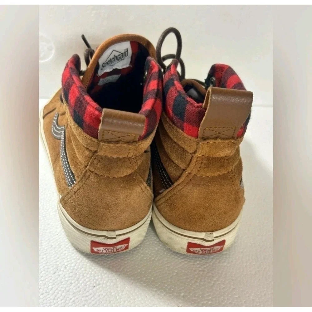 Vans Sk8-Hi MTE Brown Suede Plaid Lining Scotchgard Sneakers Men 6.5 Women 8